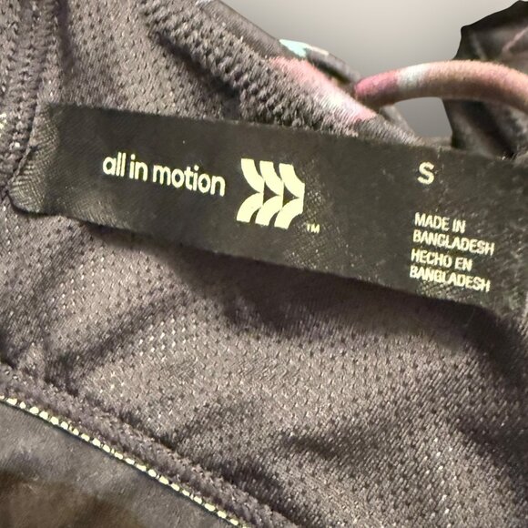 Womens All In Motion Black Floral Sports Bra With Strappy Back Size S Swim - Picture 3 of 3